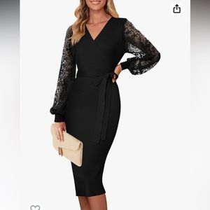 NWT Meroketty Women’s V-Neck Lace Long Sleeve Sweater Dress